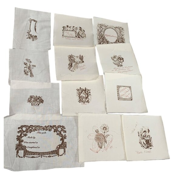 Friendship Quilt a Bit of Quilting History Squares Cotton Fabric Panels Design & - Picture 2 of 8